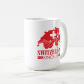 スイス地図1291年山県以来の国旗 コーヒーマグカップ (正面右)