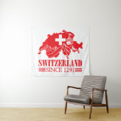 スイス地図1291年山県以来の国旗 タペストリー (インサイチュ(横))