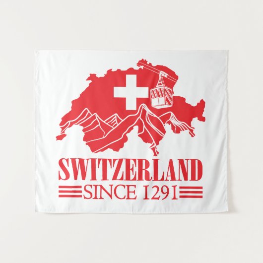 スイス地図1291年山県以来の国旗 タペストリー (正面(横))