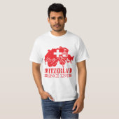 スイス地図1291年山県以来の国旗 Tシャツ (正面フル)