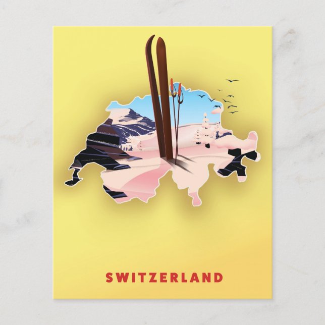 スイス地図 スキーの旅 ポスター (正面)