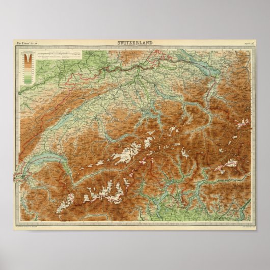 スイス地図 ポスター (正面)