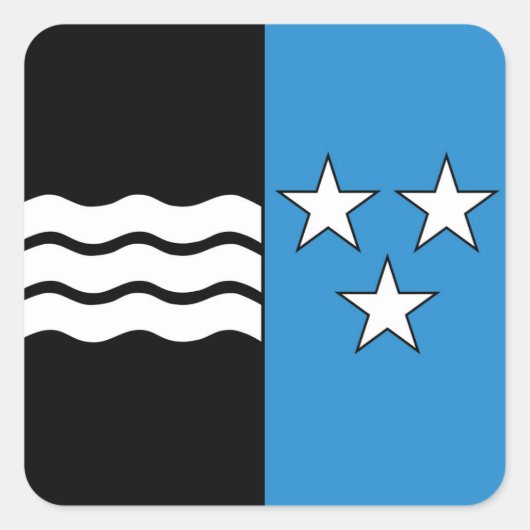 スイス地域カントン・アーガウ国旗 スクエアシール (正面)