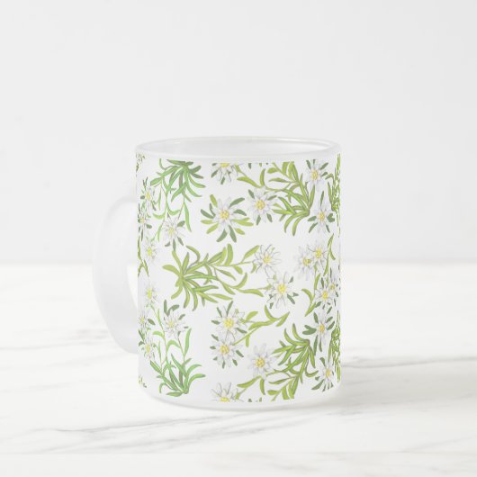 スイス山のEdelweissの花によって曇らされるマグ フロストグラスマグカップ (正面左)