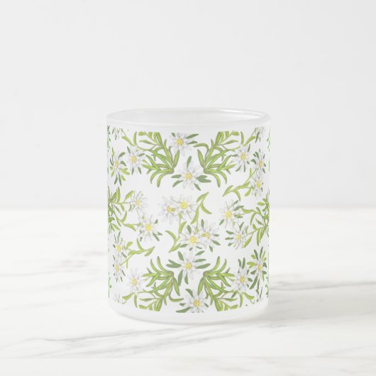 スイス山のEdelweissの花によって曇らされるマグ フロストグラスマグカップ (中央)