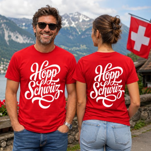 スイス愛を叫ぶ Hopp Schwiiz デザイン Tシャツ