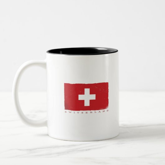 スイス愛好家のためのスイス国旗 ツートーンマグカップ (左)