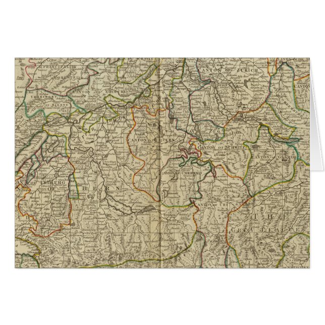 スイス手彩色地図 (正面横)
