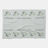 スイス文字エーデルワイスの姓 キッチンタオル (横)