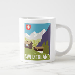 スイス旅行のポスター ジャンボコーヒーマグカップ