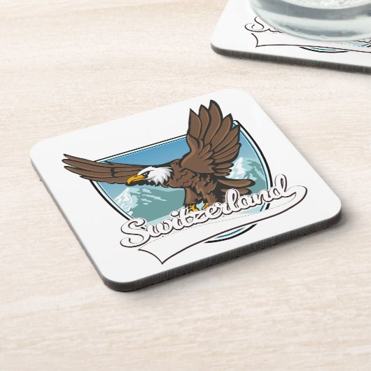 スイス旅行のロゴ コースター (左側)