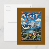 スイス旅行ポスター、 シーズンポストカード (正面/裏面)