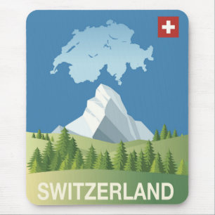 スイス旅行ポスター マウスパッド