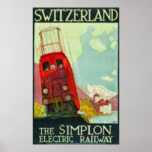 スイス旅行ポスター、電気鉄道会社 ポスター