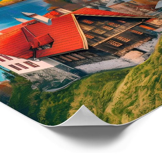 スイス有名な旅行の場所 ポスター (角)