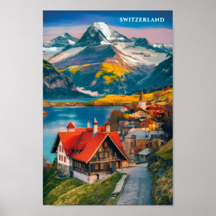 スイス有名な旅行の場所 ポスター