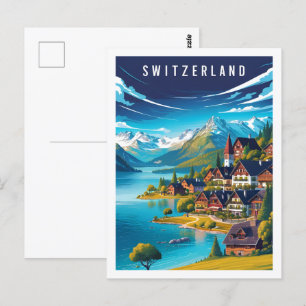 スイス有名な旅行の場所 ポストカード
