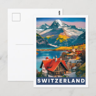 スイス有名な旅行の場所 ポストカード