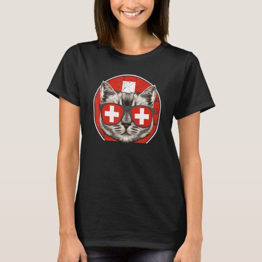 スイス猫 スイス Tシャツ (正面)
