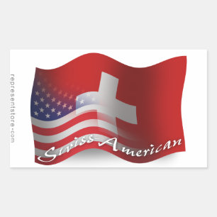 スイス系アメリカ国旗 長方形シール