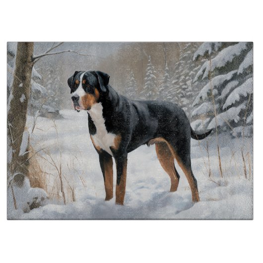 スイス素晴らしの山で雪のクリスマスを過ごす カッティングボード (正面)