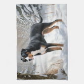 スイス素晴らしの山で雪のクリスマスを過ごす キッチンタオル (縦)