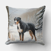 スイス素晴らしの山で雪のクリスマスを過ごす クッション (正面)