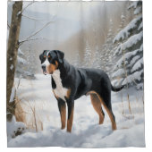 スイス素晴らしの山で雪のクリスマスを過ごす シャワーカーテン (正面)