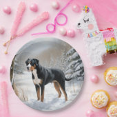 スイス素晴らしの山で雪のクリスマスを過ごす ペーパープレート (パーティー)