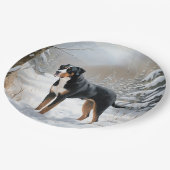 スイス素晴らしの山で雪のクリスマスを過ごす ペーパープレート (アングル)