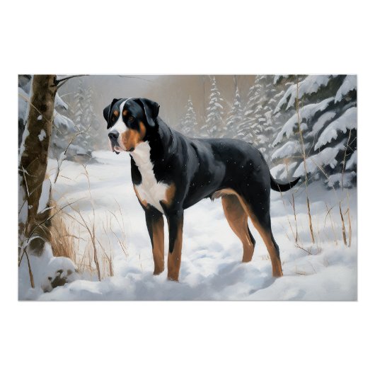 スイス素晴らしの山で雪のクリスマスを過ごす ポスター (正面)