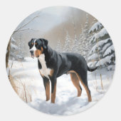 スイス素晴らしの山で雪のクリスマスを過ごす ラウンドシール (正面)