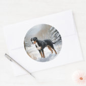 スイス素晴らしの山で雪のクリスマスを過ごす ラウンドシール (封筒)