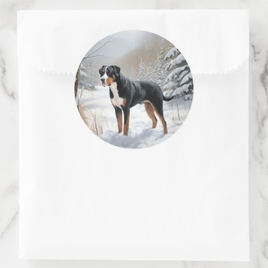 スイス素晴らしの山で雪のクリスマスを過ごす ラウンドシール (バッグ)