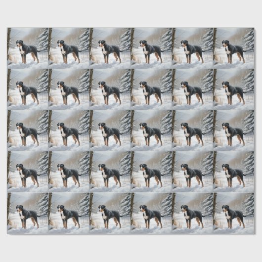 スイス素晴らしの山で雪のクリスマスを過ごす ラッピングペーパー (フラット)