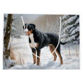 スイス素晴らしの山で雪のクリスマスを過ごす ラージペーパーバッグ (裏面)