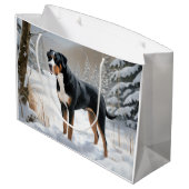 スイス素晴らしの山で雪のクリスマスを過ごす ラージペーパーバッグ (裏面アングル)