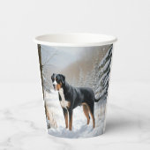 スイス素晴らしの山で雪のクリスマスを過ごす 紙コップ (裏面)