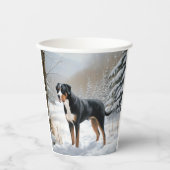 スイス素晴らしの山で雪のクリスマスを過ごす 紙コップ (正面)