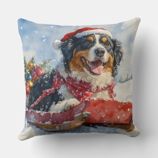 スイス素晴らしの山犬がスエッジクリスマスに クッション (裏面)