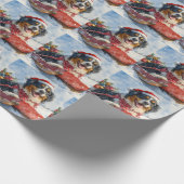 スイス素晴らしの山犬がスエッジクリスマスに ラッピングペーパー (角)