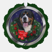 スイス素晴らしの山犬のクリスマスプレゼント オーナメントカード (正面)
