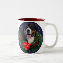 スイス素晴らしの山犬のクリスマスプレゼント ツートーンマグカップ
