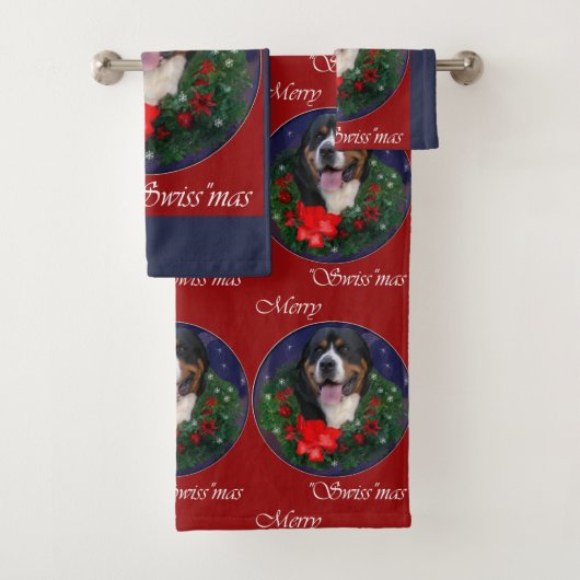 スイス素晴らしの山犬のクリスマス バスタオルセット (インサイチュ)