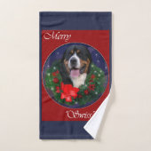 スイス素晴らしの山犬のクリスマス バスタオルセット (ハンドタオル)