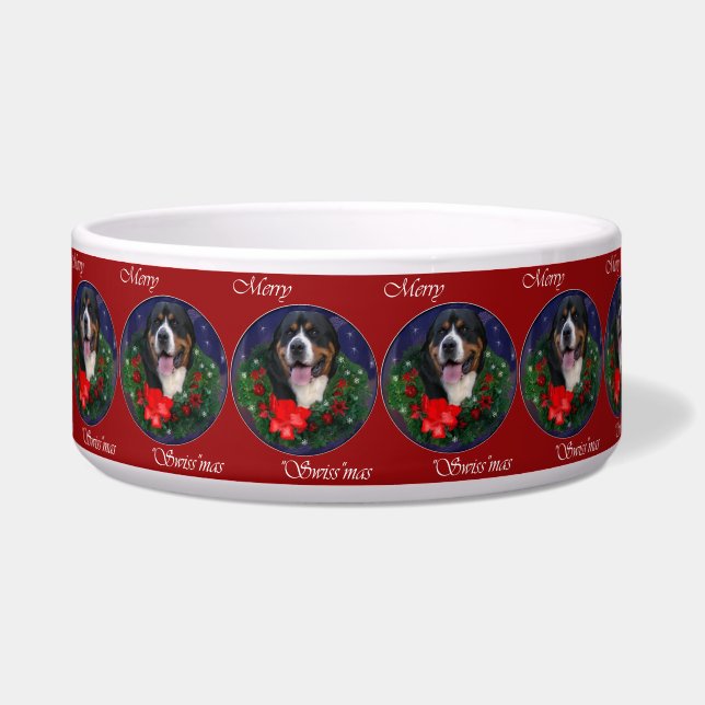 スイス素晴らしの山犬のクリスマス ボウル (正面)