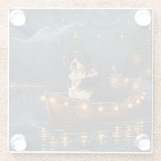 スイス素晴らしスマウンテンクリスマスフェスティバル航海 ガラスコースター (裏面)