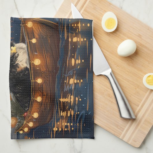 スイス素晴らしスマウンテンクリスマスフェスティバル航海 キッチンタオル (四つ折り)