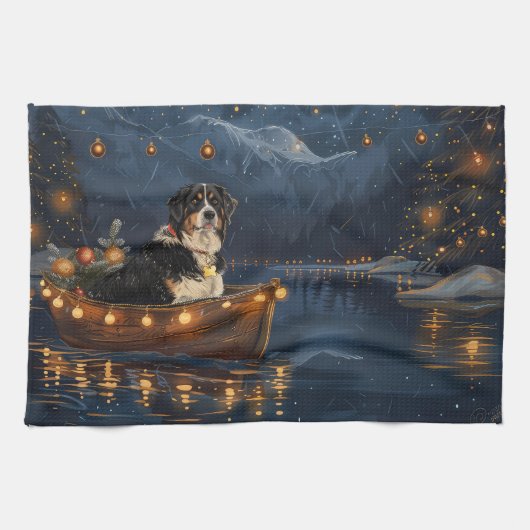 スイス素晴らしスマウンテンクリスマスフェスティバル航海 キッチンタオル (横)