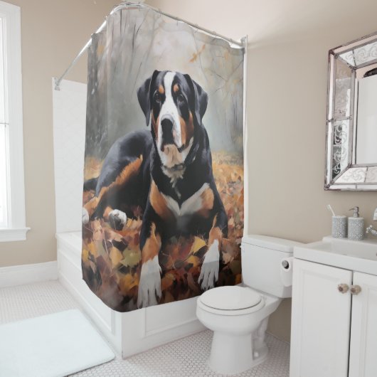 スイス素晴らしスマウンテン紅葉秋 シャワーカーテン (インサイチュ)